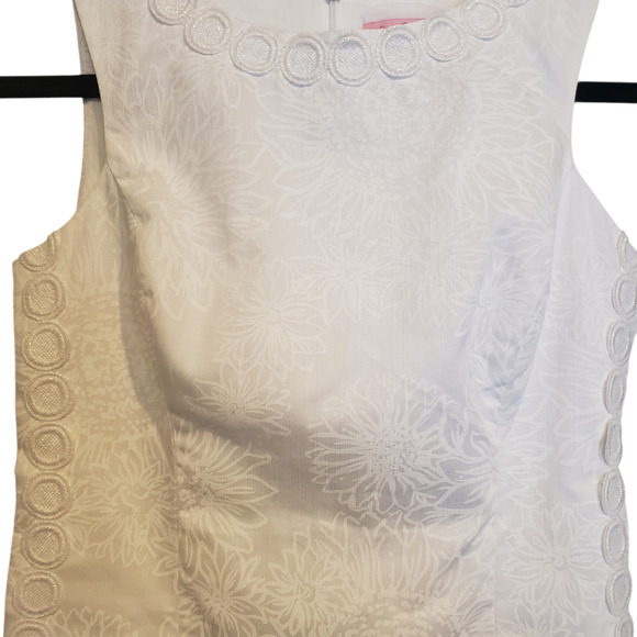 Lilly Pulitzer Shift Dress Resort White Floral Size 0 Mini Embellished - Picture 13 of 15